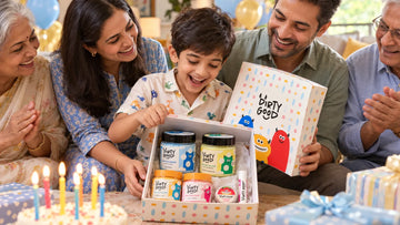 Boy opening The Complete — 6-Piece Gift Set · Boys from Dirty Good at his birthday