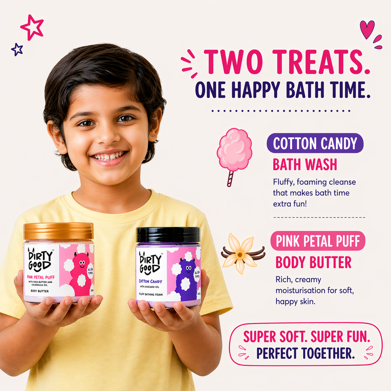 B1G1 Combo - Pink Petal Body Butter + Cotton Candy Bath Wash