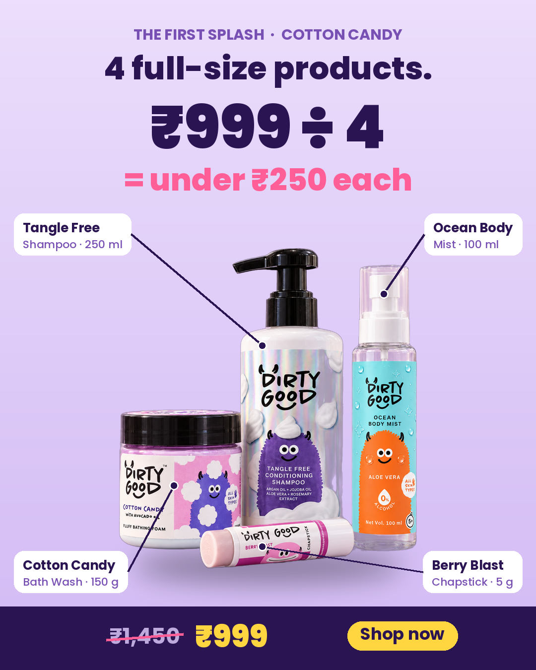 The First Splash: 4 products for ₹999, under ₹250 each