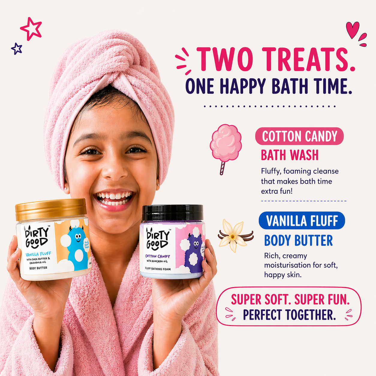 B1G1 Combo - Vanilla Body Butter + Cotton Candy Bath Wash