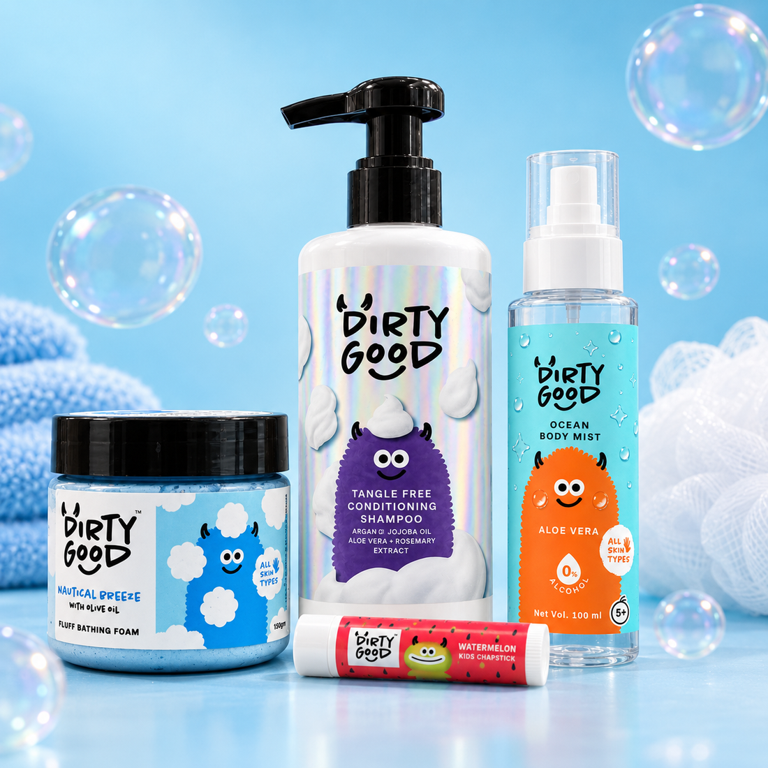 The First Splash, Nautical Breeze: bath wash, tangle free shampoo, Ocean Body Mist and a Watermelon chapstick